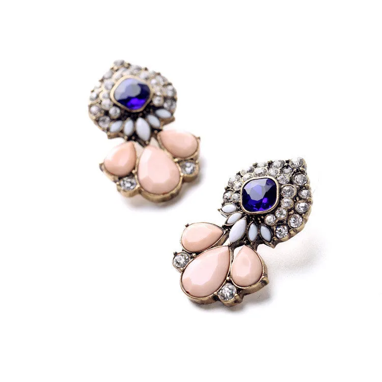 Ladies Cluster Flowers Major Suit Ear Joyas Statement Earrings