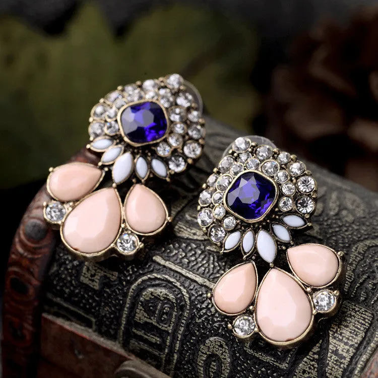 Ladies Cluster Flowers Major Suit Ear Joyas Statement Earrings