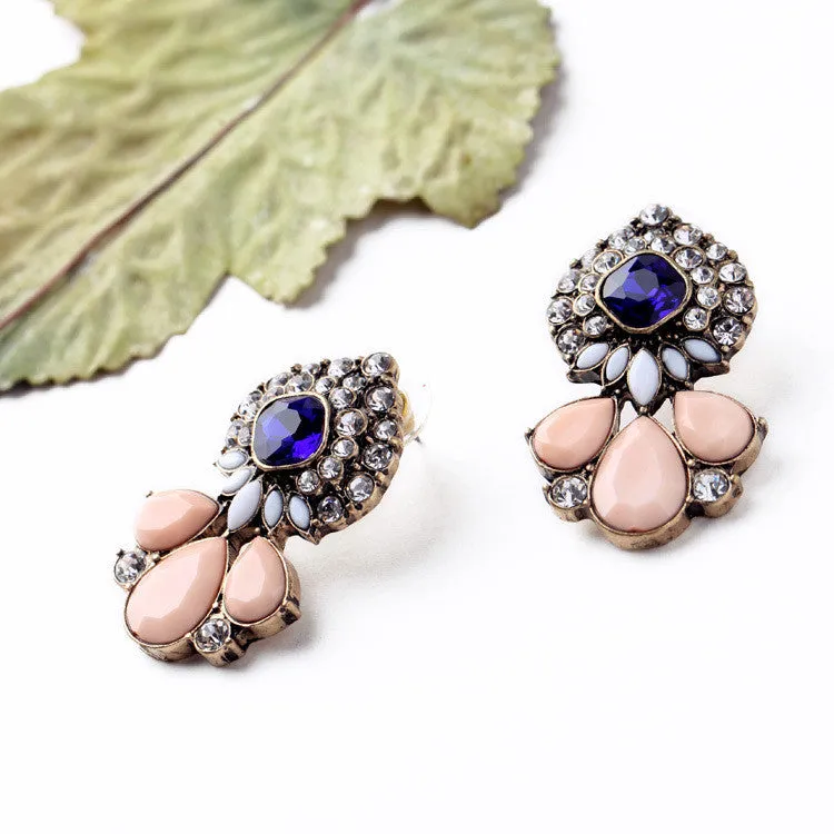 Ladies Cluster Flowers Major Suit Ear Joyas Statement Earrings