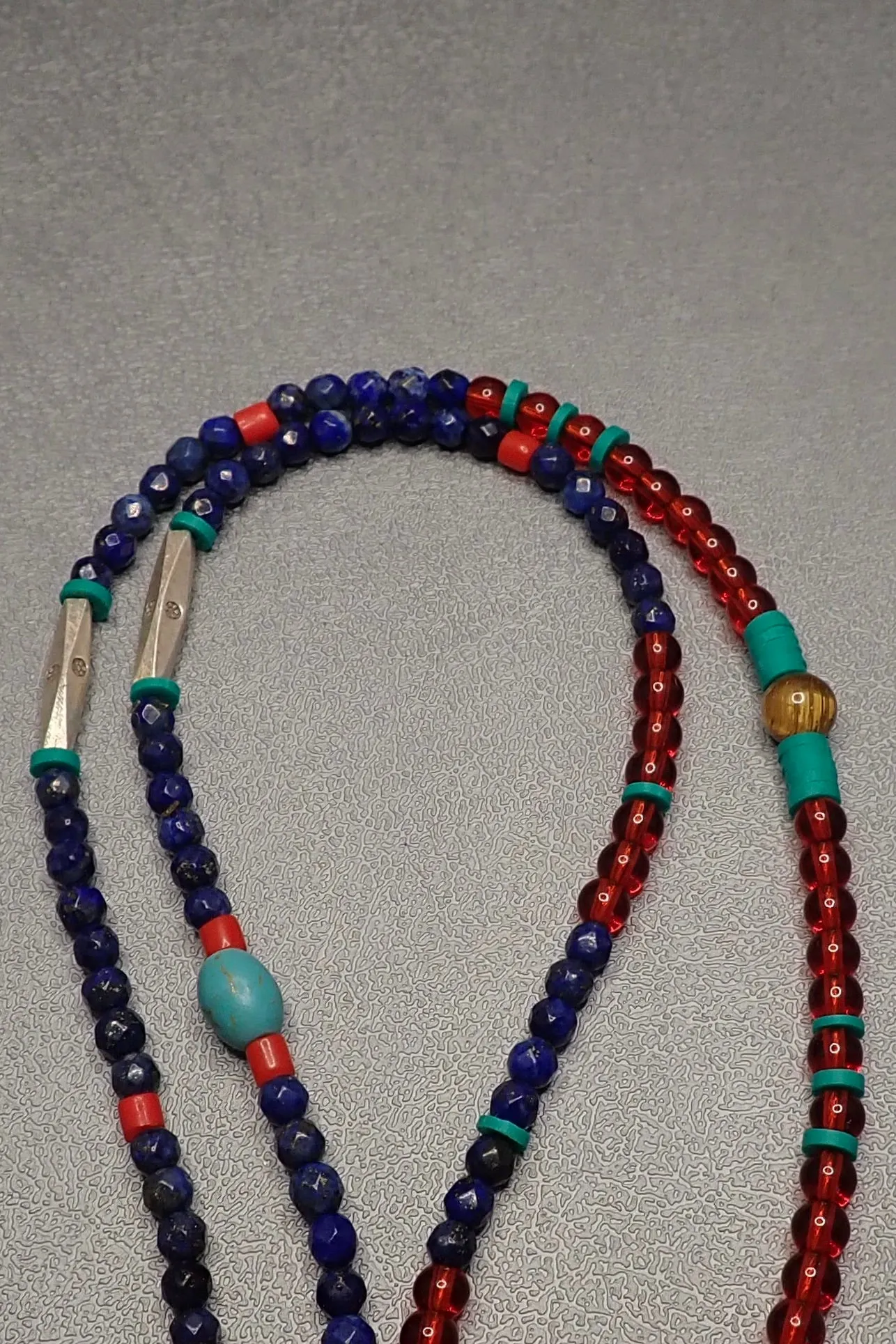 LAPIZ LASULI & CARNELIAN BEADED NECKLACE - one made