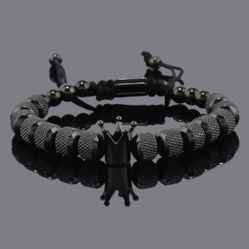 Luxury Crown Charms Stainless Steel Beads Man Bracelet Women Hand Jewelry Valentine's Day Gift