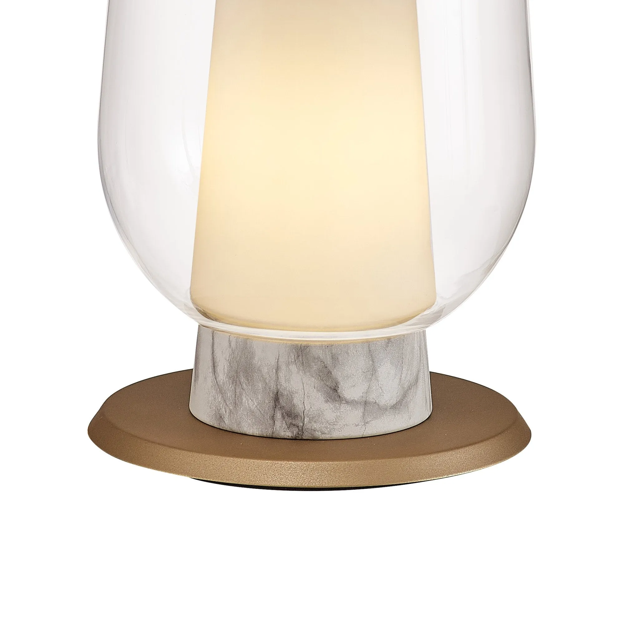 Mantra M8401 Nora Table Lamp Gold/White/Clear Glass With Frosted Inner