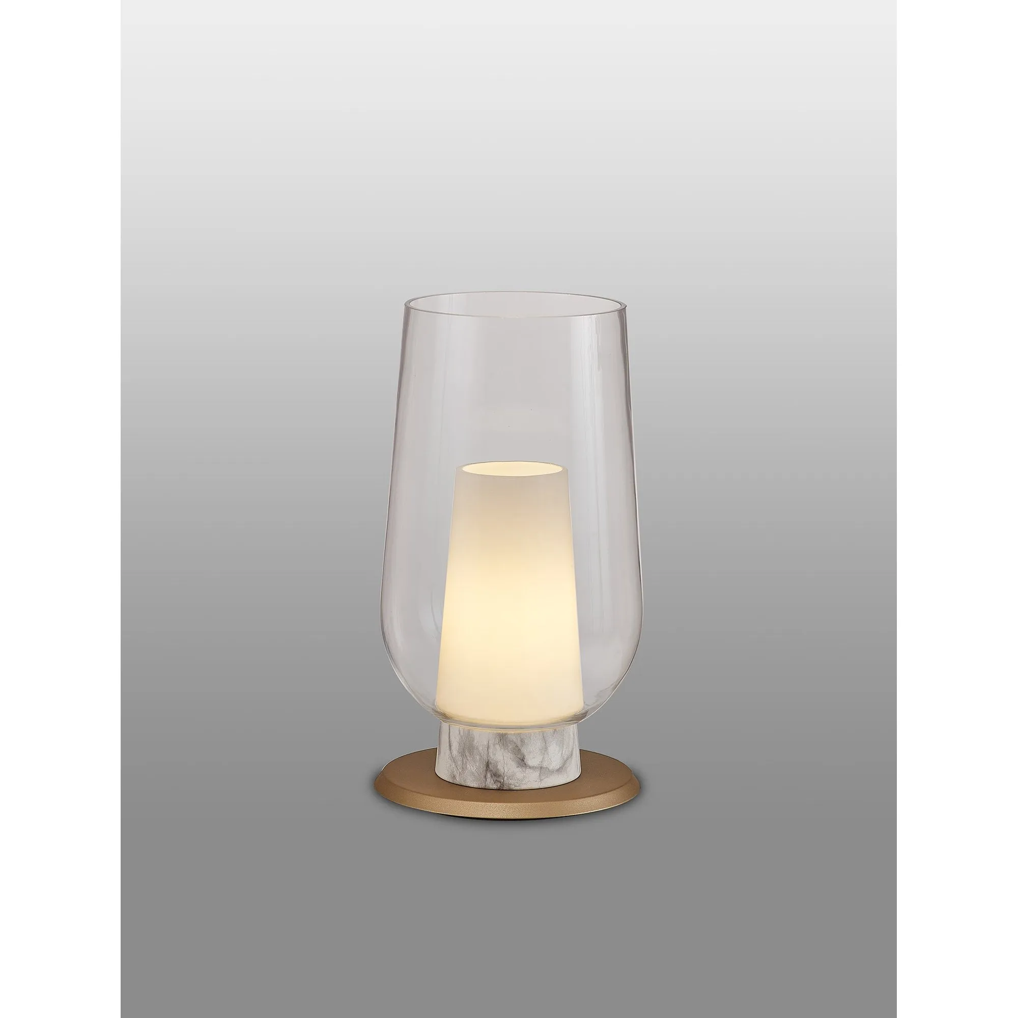 Mantra M8401 Nora Table Lamp Gold/White/Clear Glass With Frosted Inner