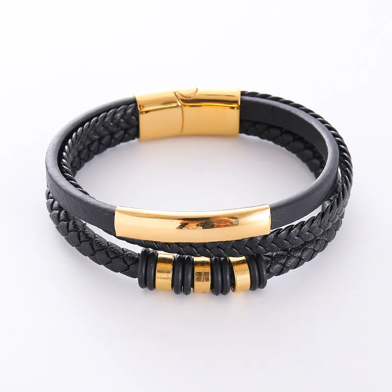 Men Minimalist Round Stainless Steel Electroplating Bracelets