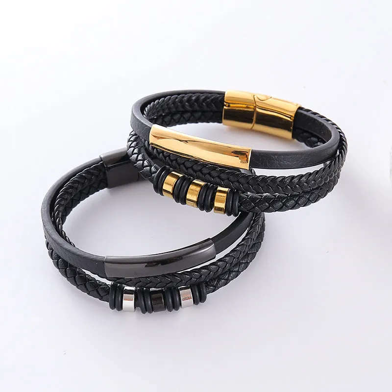 Men Minimalist Round Stainless Steel Electroplating Bracelets