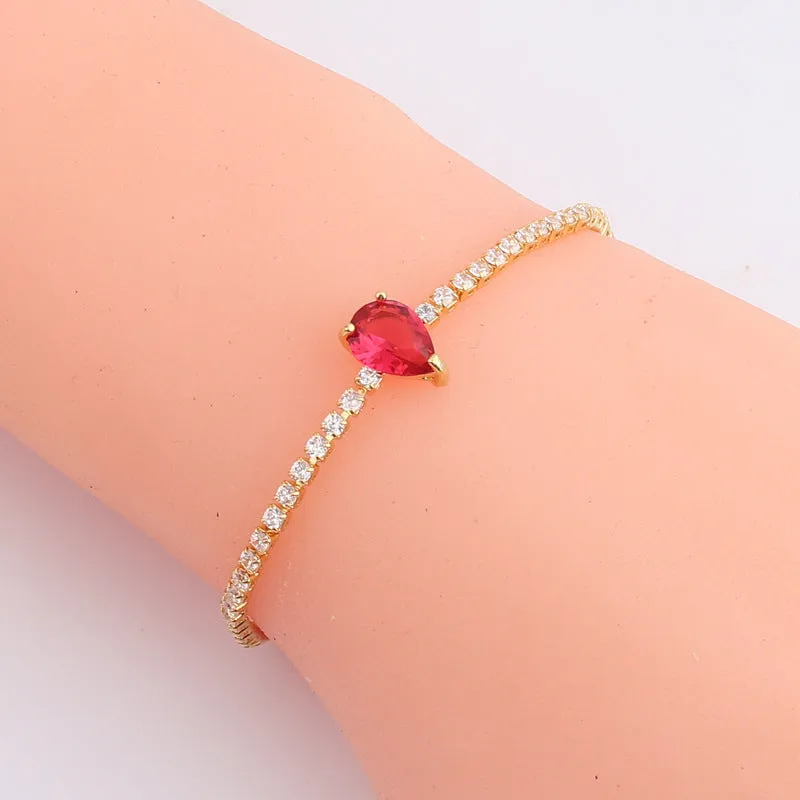 Minimalist Elegant Women Geometric Droplet Zircon Bracelets