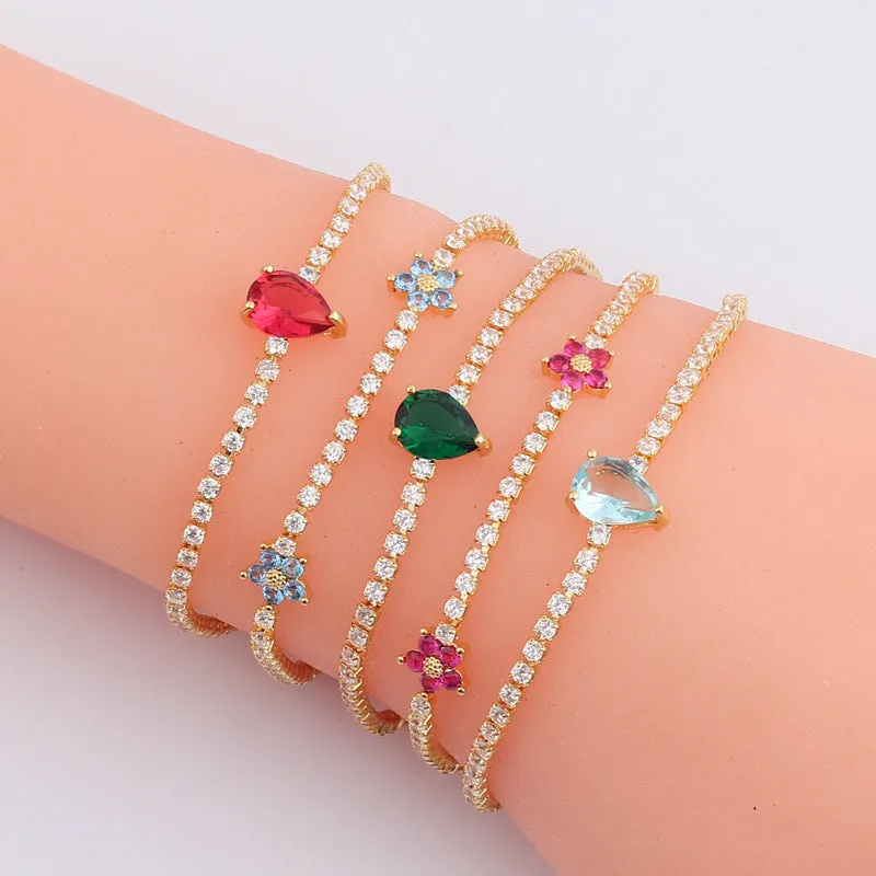 Minimalist Elegant Women Geometric Droplet Zircon Bracelets