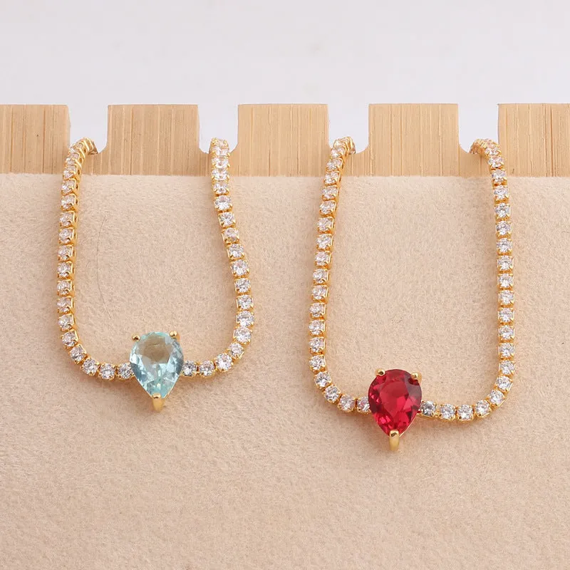 Minimalist Elegant Women Geometric Droplet Zircon Bracelets