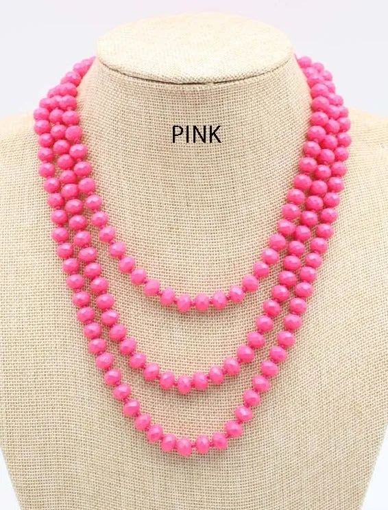 *Neon Pink Beaded 60" Layering Necklace*