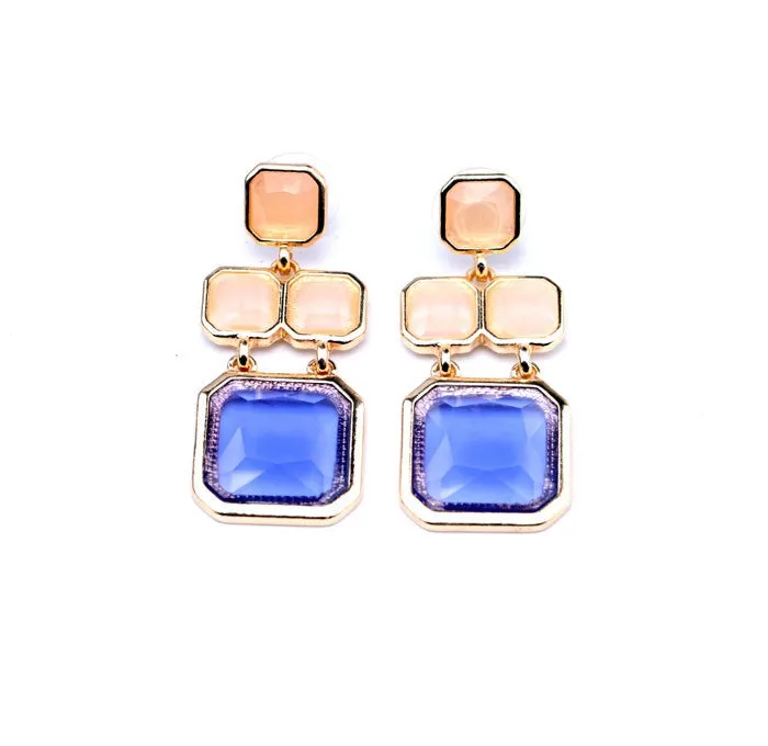 New Styles Fashion Jewelry Shiny Purple Square Pendant Earrings