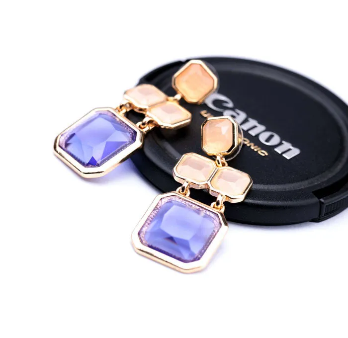 New Styles Fashion Jewelry Shiny Purple Square Pendant Earrings