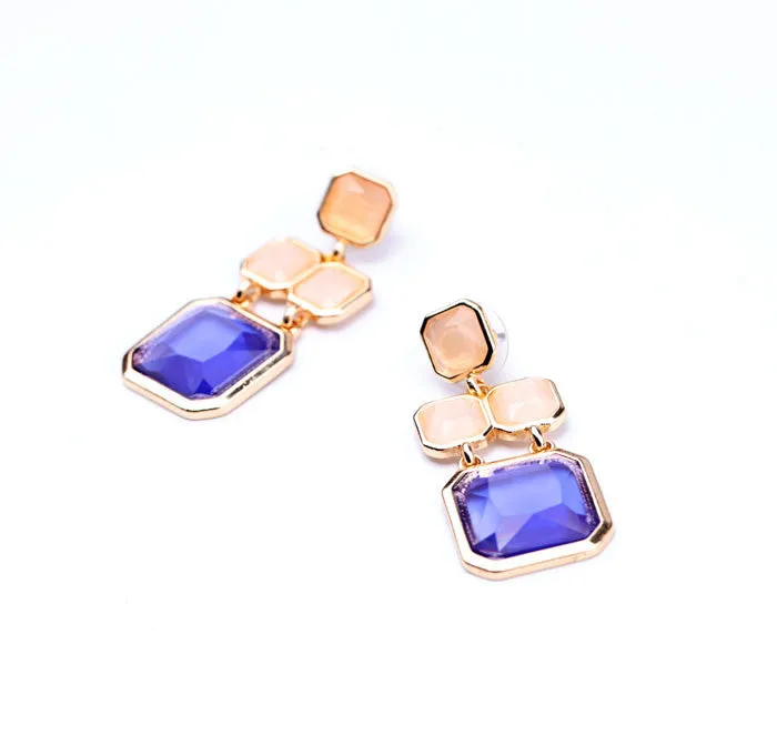 New Styles Fashion Jewelry Shiny Purple Square Pendant Earrings