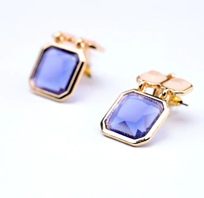 New Styles Fashion Jewelry Shiny Purple Square Pendant Earrings