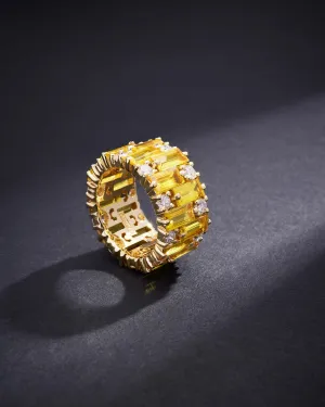 One of a Kind Yellow Sapphire Eternity Band with Round Diamonds