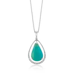 Opal Pendant Necklace in 18k Gold with Diamonds