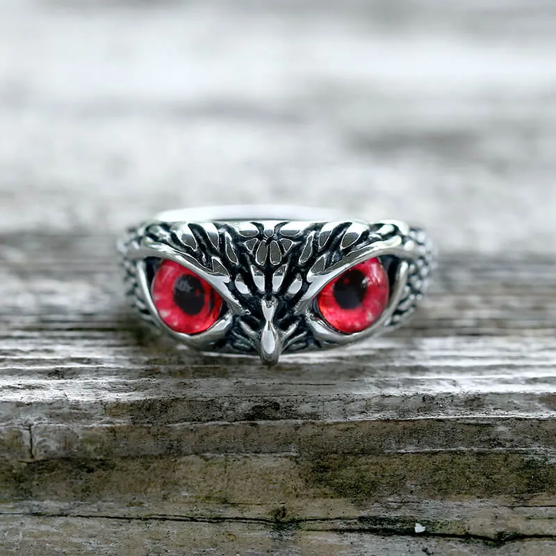 Owl Gem Eye Stainless Steel Ring