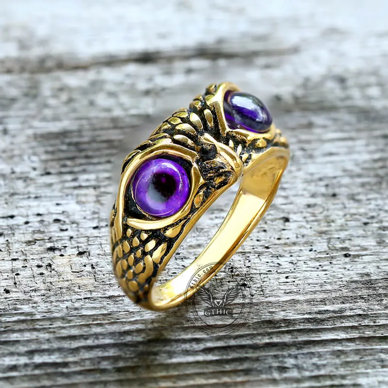 Owl Gem Eye Stainless Steel Ring