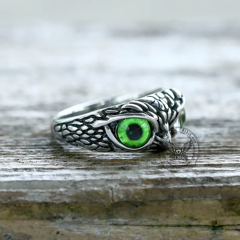 Owl Gem Eye Stainless Steel Ring