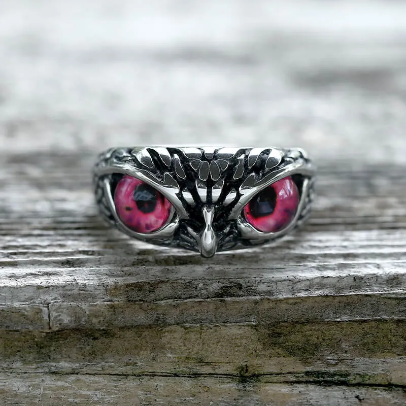 Owl Gem Eye Stainless Steel Ring