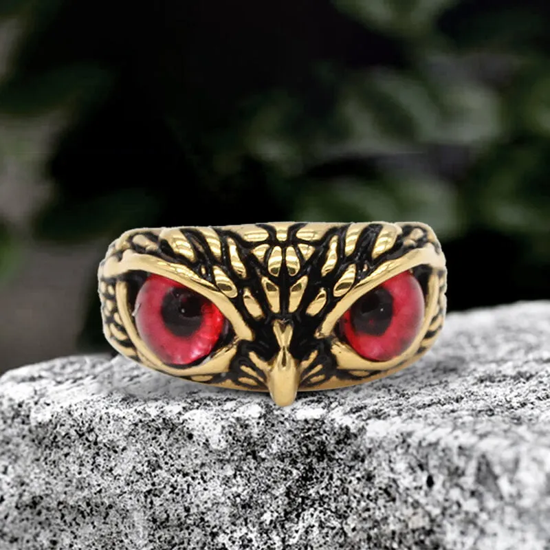 Owl Gem Eye Stainless Steel Ring