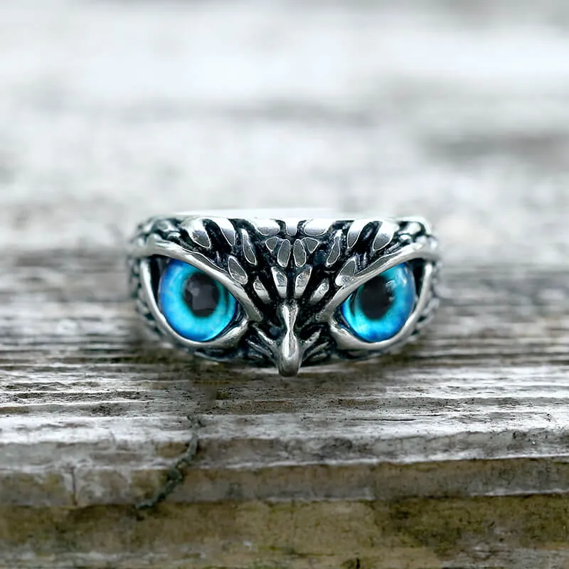 Owl Gem Eye Stainless Steel Ring