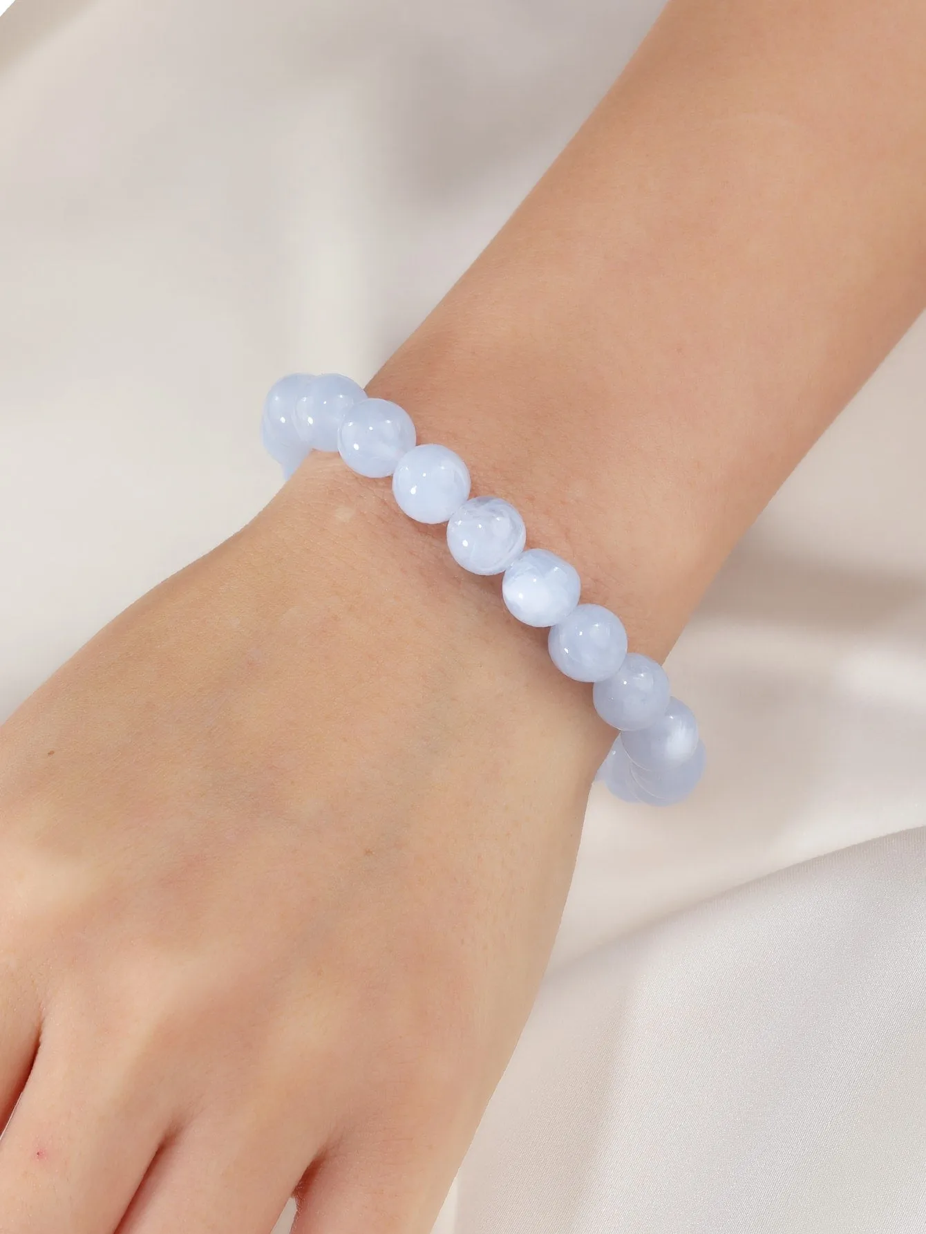 Pale Blue Minimalist Beaded Bracelet for Women Crafted Jewelry Stackable