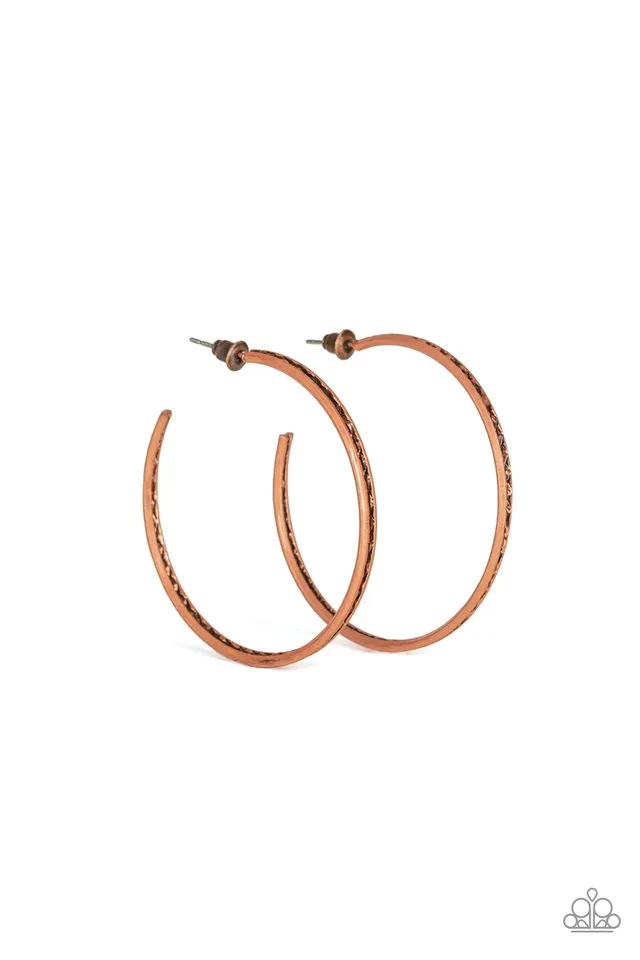 Paparazzi Earring ~ Texture Tempo - Copper