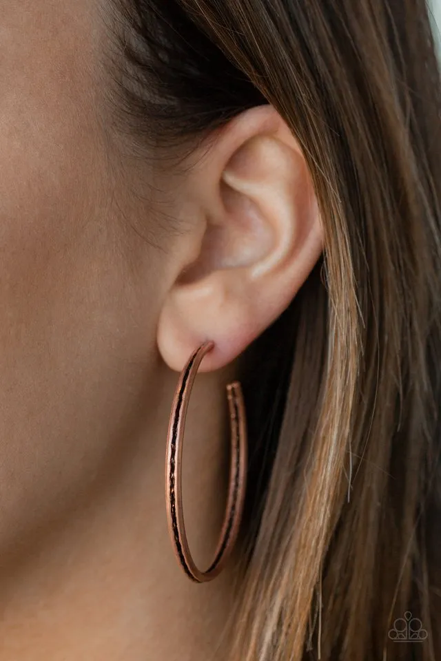 Paparazzi Earring ~ Texture Tempo - Copper