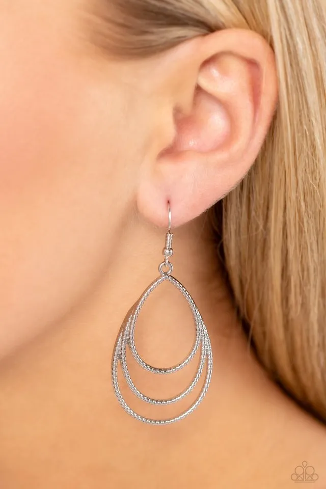 Paparazzi Earring ~ Trendy TIER-Drops - Silver