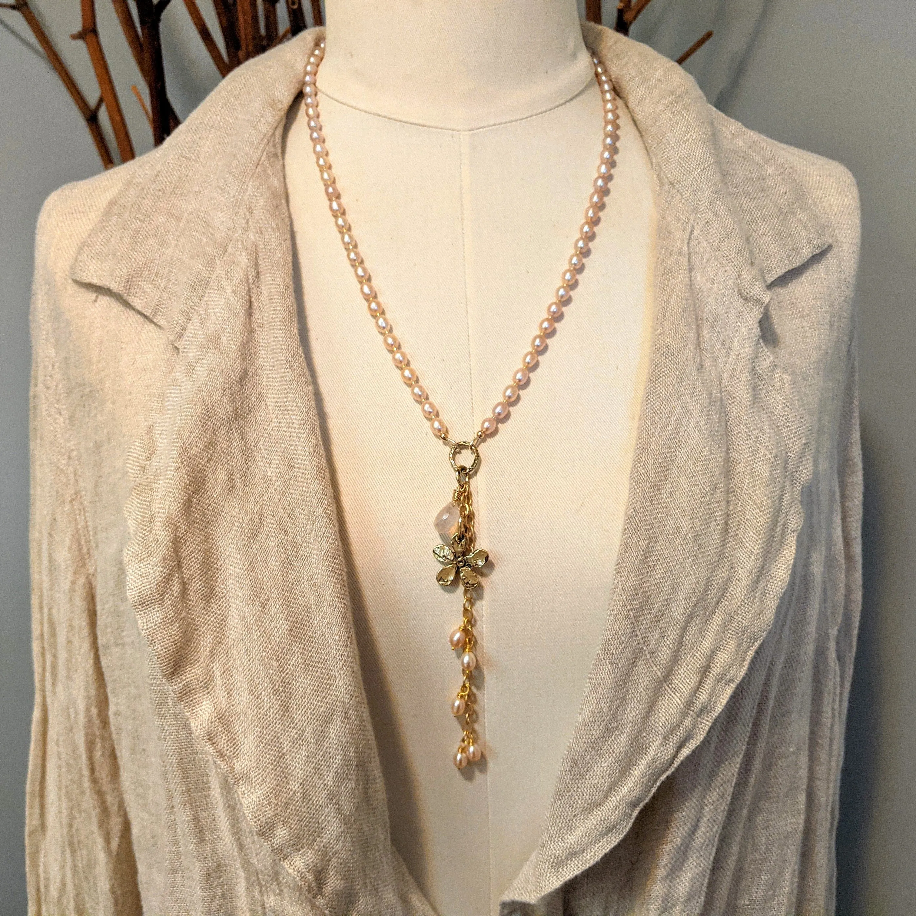 Pink Freshwater Pearl Long Necklace