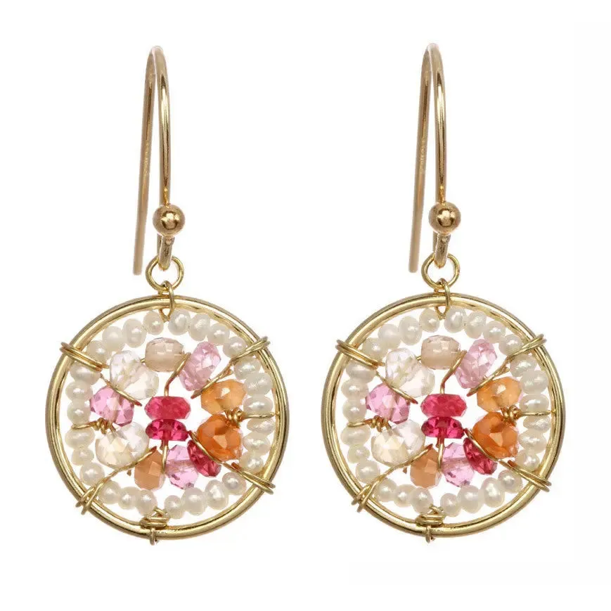 Pink Quartz and Carnelian Circles Earrings 2489 by Michelle Pressler Jewelry