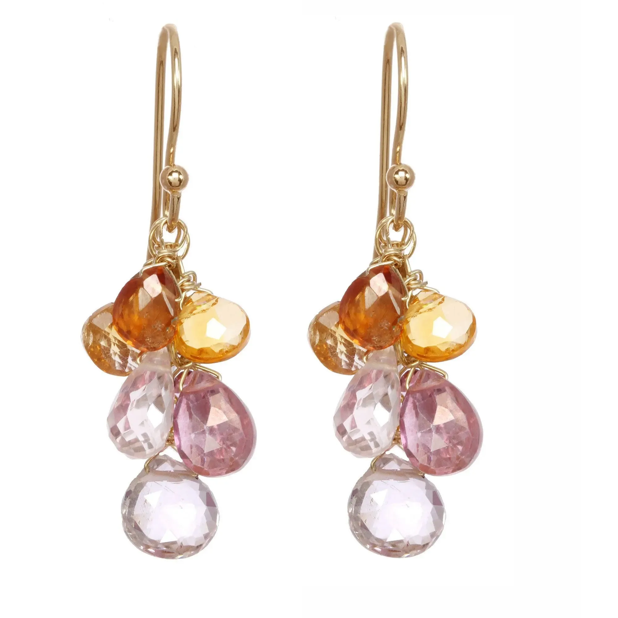 Pink Quartz and Carnelian Clusters Earrings 2506 by Michelle Pressler Jewelry