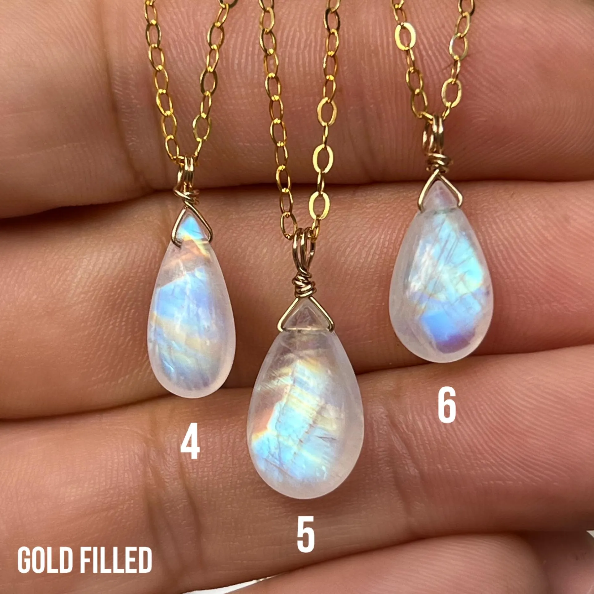 Rainbow Moonstone Drop Pendant