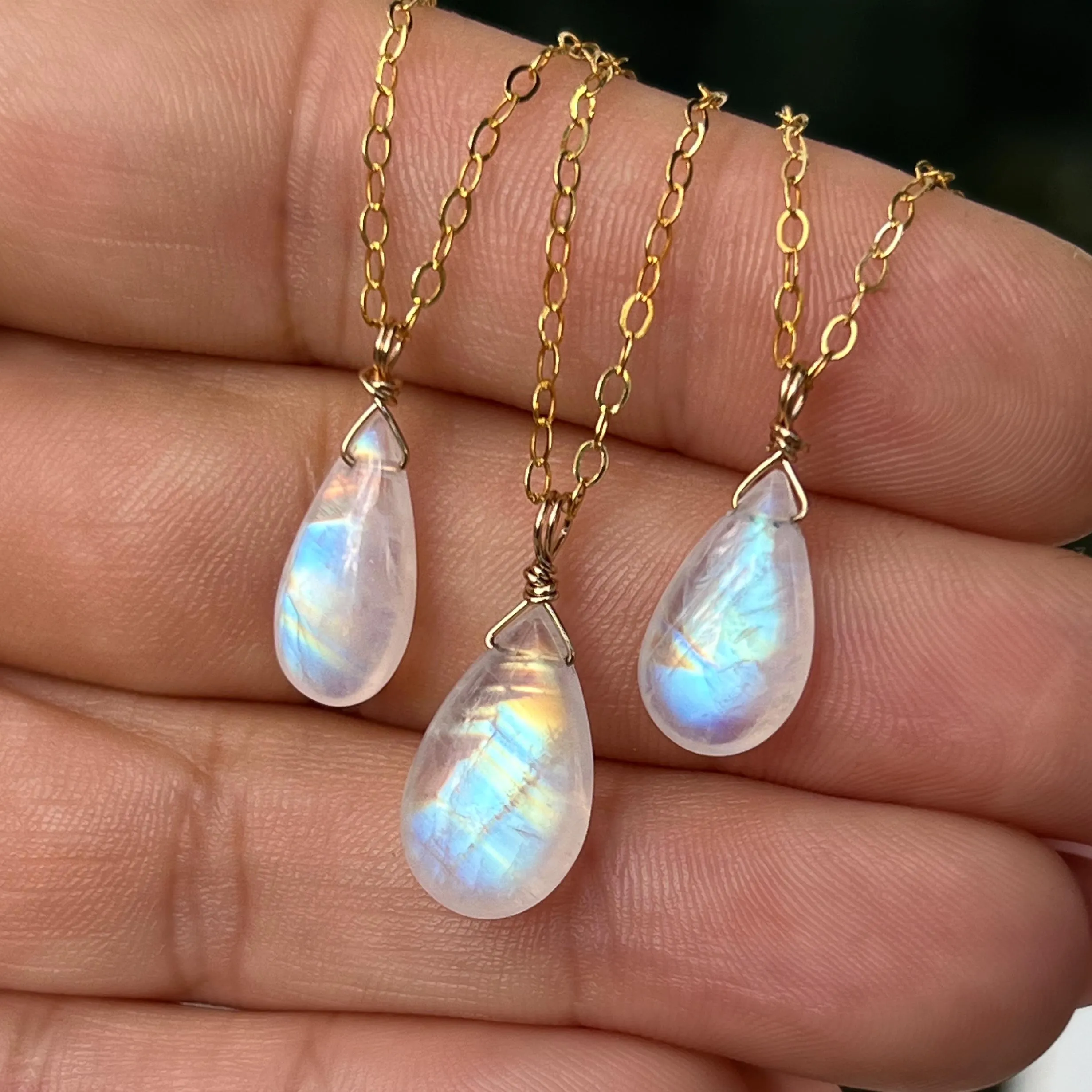 Rainbow Moonstone Drop Pendant