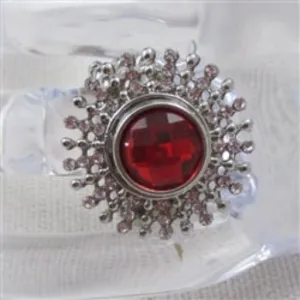 Red Rhinestone Fashion  Ring Adjustable