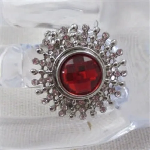 Red Rhinestone Fashion  Ring Adjustable