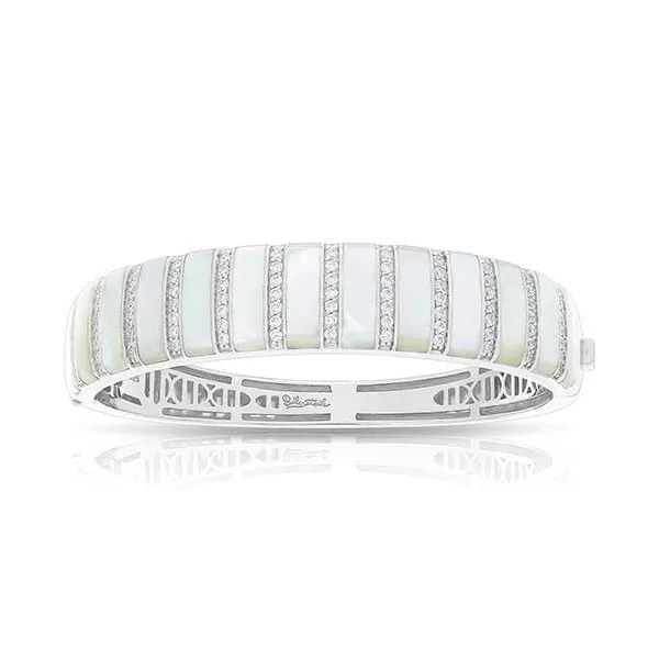 Regal Stripe White Mother of Pearl Bangle