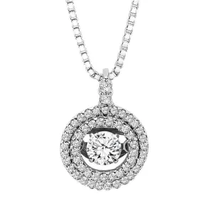 Rhythm of Love Double Halo Diamond Necklace 14K