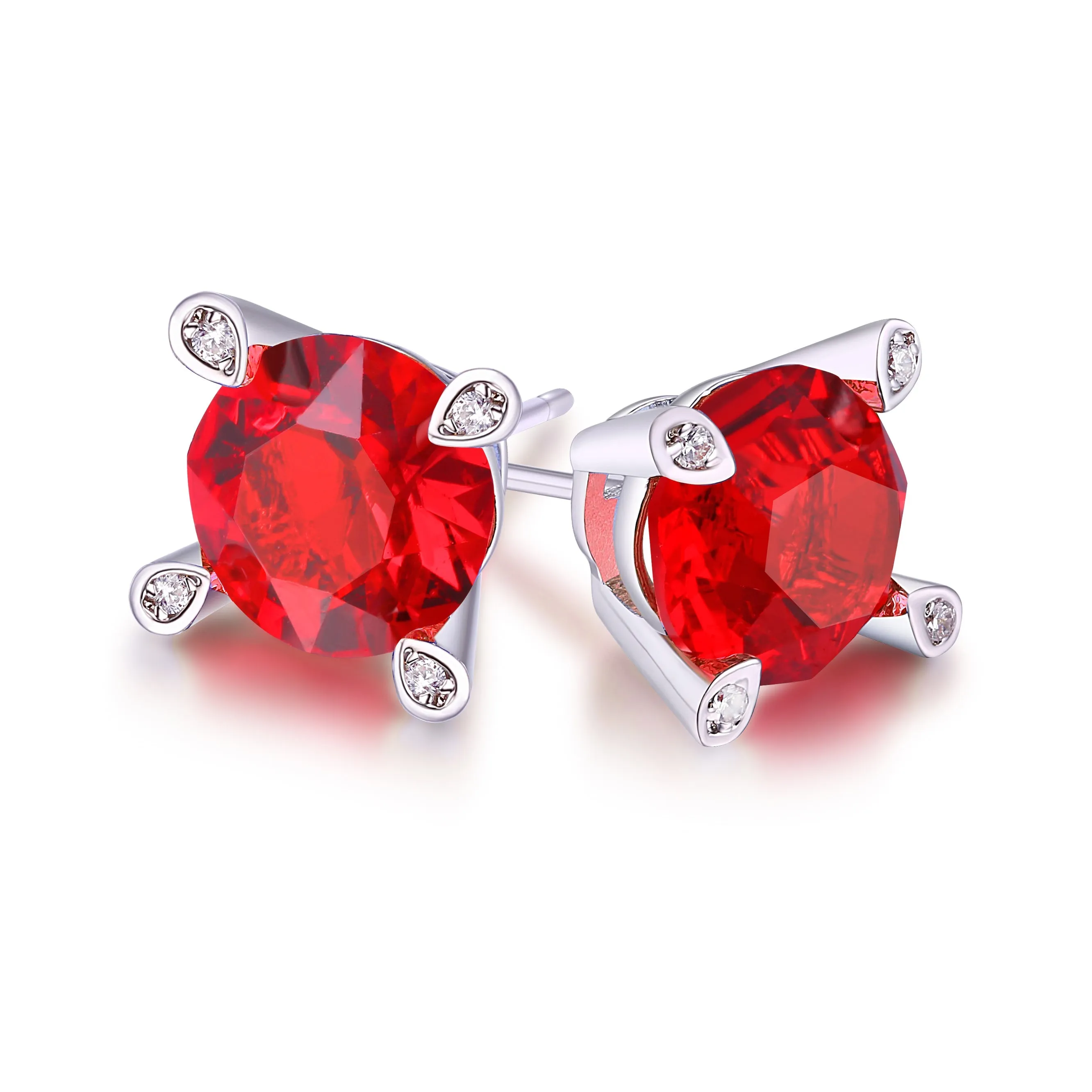 Ruby Stud Earring in 18K White Gold