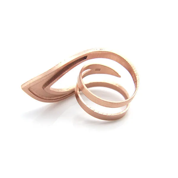 Sharp Leaf Outline Rose Gold Sterling Silver Ring