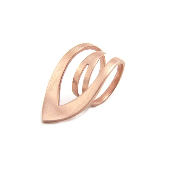 Sharp Leaf Outline Rose Gold Sterling Silver Ring