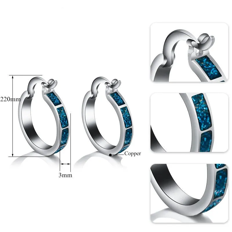 Shining Round Circle Silver Hoop Earrings - 2 Colors