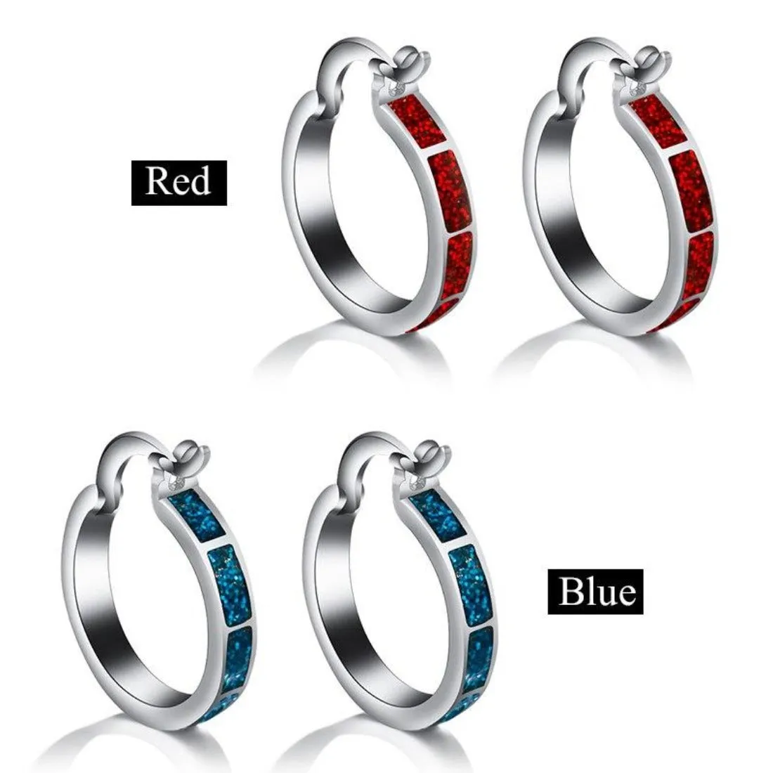 Shining Round Circle Silver Hoop Earrings - 2 Colors