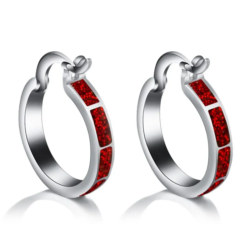 Shining Round Circle Silver Hoop Earrings - 2 Colors