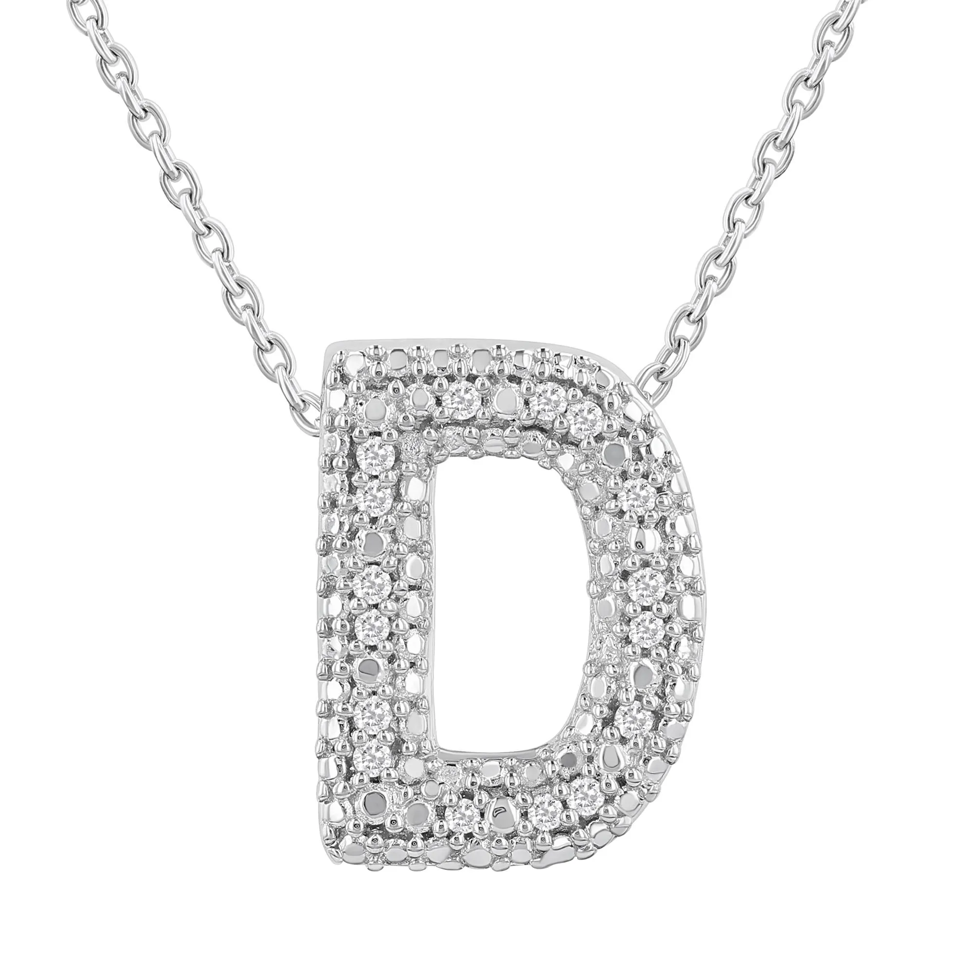 Silver Bubble Initial Diamond Necklace