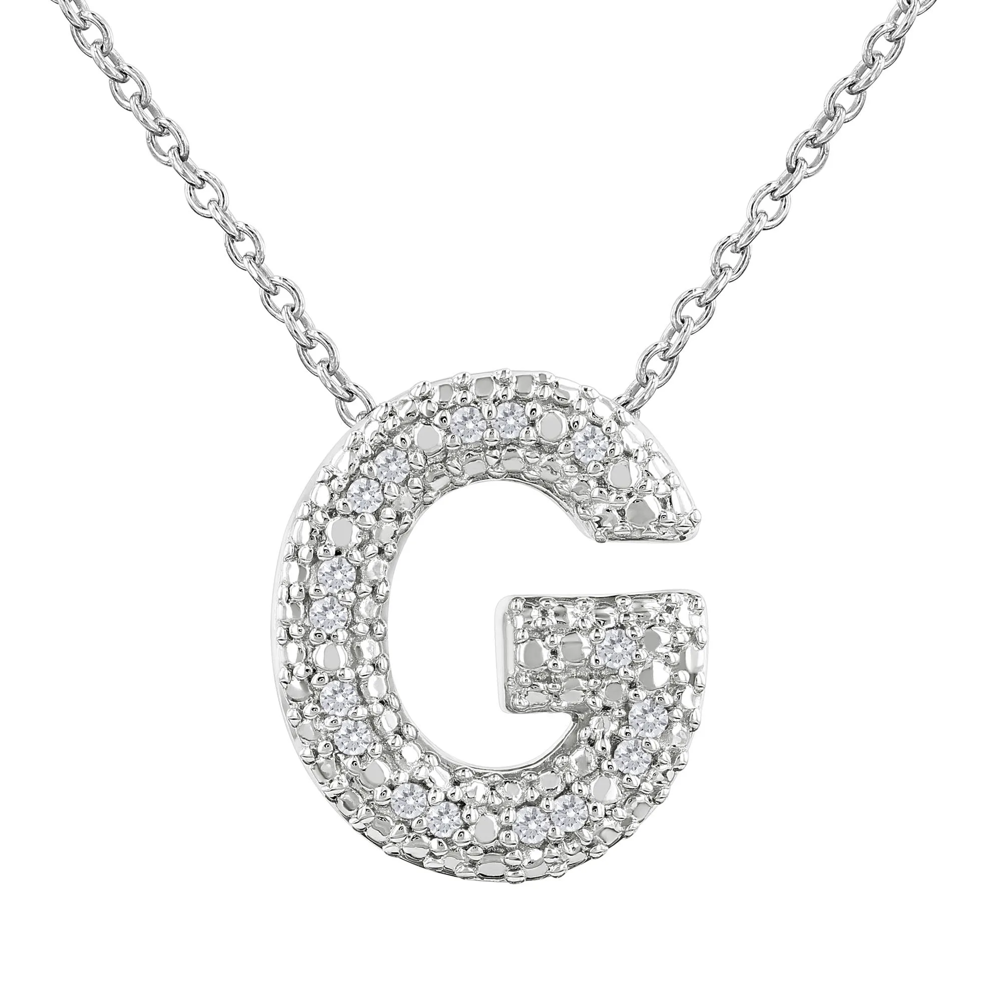 Silver Bubble Initial Diamond Necklace