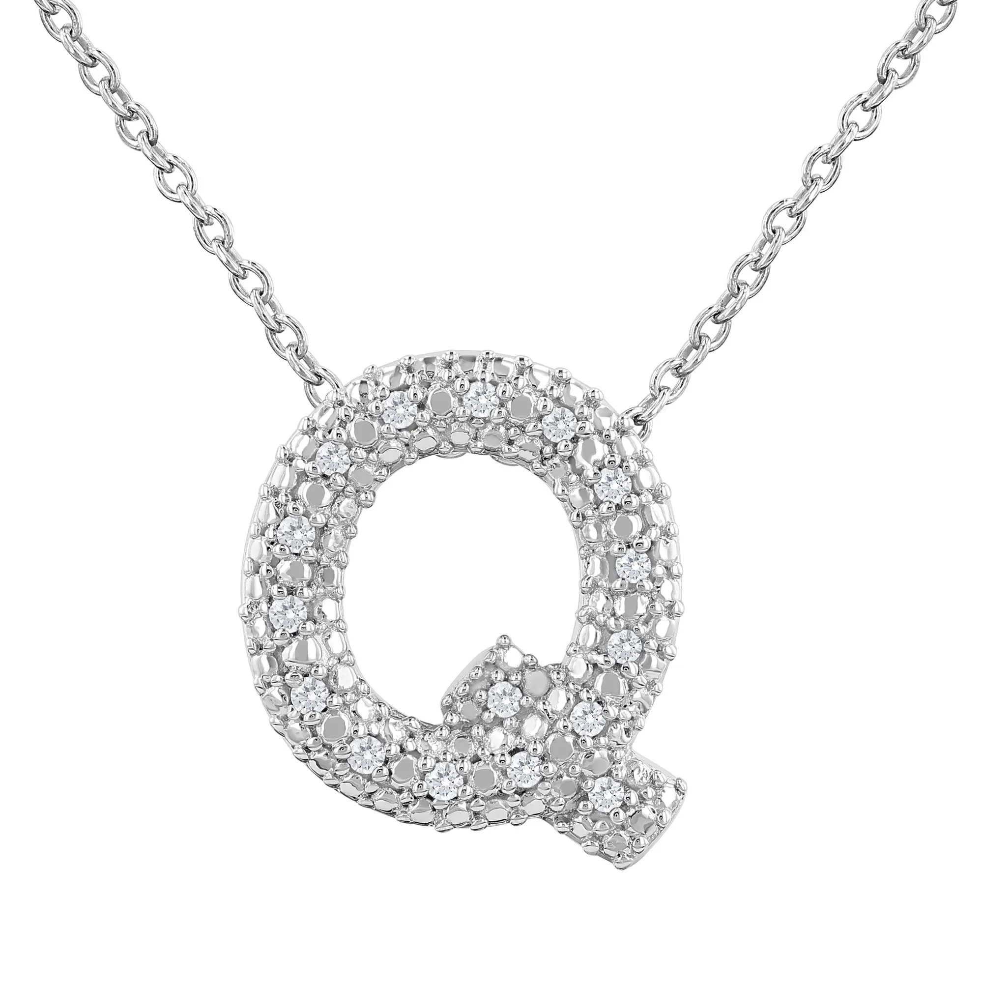 Silver Bubble Initial Diamond Necklace