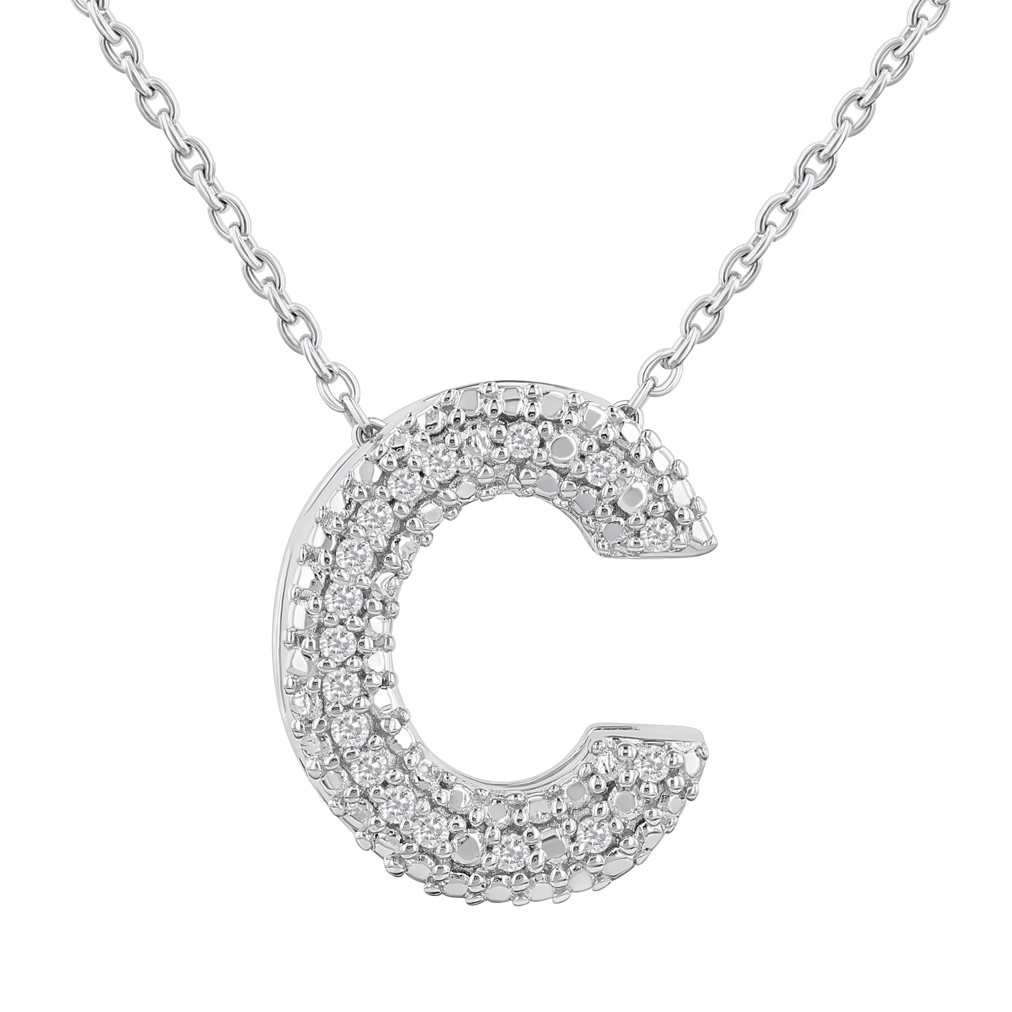 Silver Bubble Initial Diamond Necklace