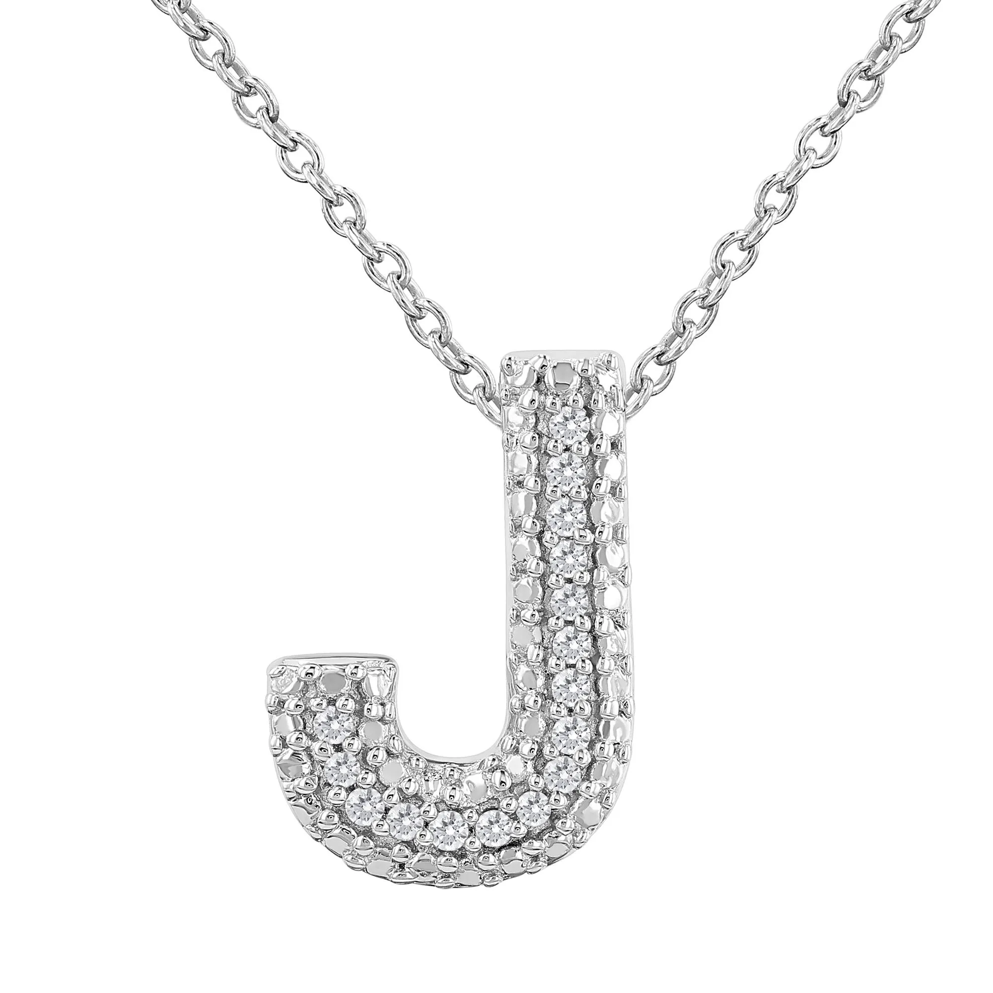 Silver Bubble Initial Diamond Necklace