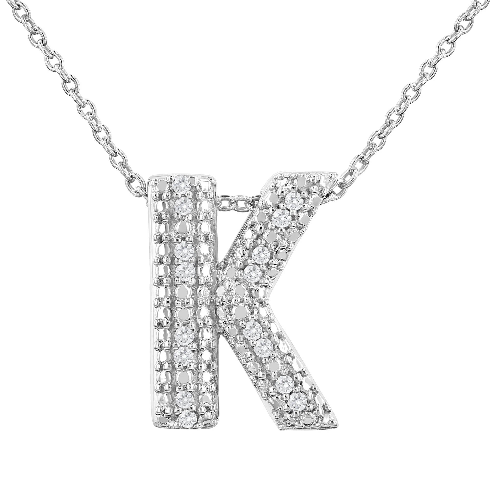 Silver Bubble Initial Diamond Necklace